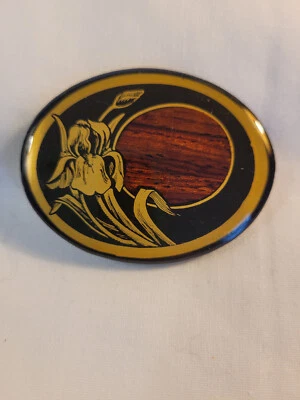 Fivela de cinto Orchid my moonlight harmonia metal Colorado bronze década de 1970 - Imagem 1 de 4