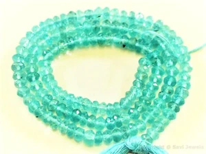 Cuentas de piedras preciosas rondelle micro facetadas apatita de 3,5-4 mm 14" str; excelente calidad - Imagen 1 de 2