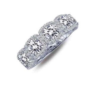 BRAND NEW Lafonn Platinum Plated Halo Anniversary Half Eternity Ring R0145CLP06 - Picture 1 of 2