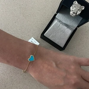 $1,685 New EFFY 14K Yellow Gold, Diamond & Turquoise Heart Bracelet - Picture 1 of 11