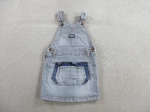 Osh Kosh Overalls Girls 6 Blue Denim Striped Skirt Pocket Heart Bib Skirtall - Picture 1 of 8
