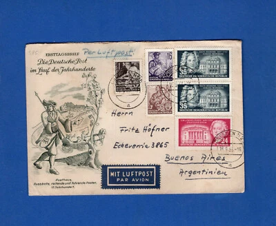 GERMANY DDR, 1957, AIR MAIL COVER TO ARGENTINA, NICE! - Image 1 of 2