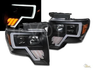 09-14 Ford F150 Pickup Black G4 Plank LED Quad Projector Headlights w LED Signal - Picture 1 of 8
