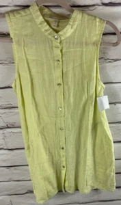 NWT Eileen Fisher Women's Size XXS Green V-Neck Sleeveless Button Up Blouse - Picture 1 of 6