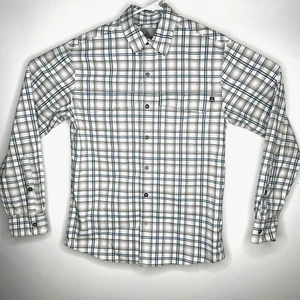 Mens Ascend Long Sleeve Shirt Button Up White Blue Plaid Checkered Size Small - Picture 1 of 7