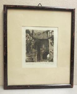 altes Bild - Ernst BARKEMEYER - RADIERUNG Wartburgtor mit Rahmen 17 x 20 cm - Bild 1 von 3