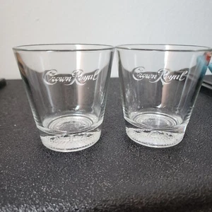 2) Crown Royal Whiskey Old Fashion Rocks Glasses base embossed bubbles + logo - Picture 1 of 10