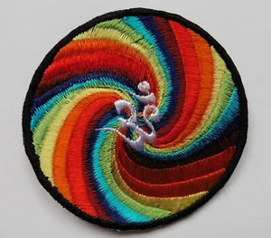 Round Sew On Patch * Nepalese Made * 8.1 cm * Rainbow Swirl Om Ohm Aum - Picture 1 of 1