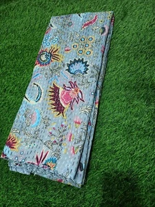 Classic Indian Handmade Cotton Kantha Quilt King Size Bedspread quilt 90x108 - Picture 1 of 4