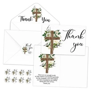 50 Stück Trauer Dankeskarten Beileid Gedenkkarten mit Umschlägen Kreuz - Bild 1 von 7