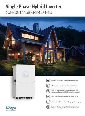 Inverter Solare Deye Hybrid 16KW 1 Fase 16000W SG01LP1-EU WIFI 51,2V Bat