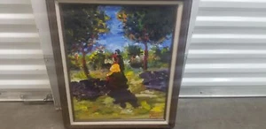 Angelo Gleria (1918-1991) Signed Framed Couple In Park Oil Painting 20X24 EUC - Picture 1 of 11