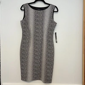 NWT NINE WEST BLACK BEIGE SHEATH DRESS SIZE 6 CLASSY KNEE LENGTH & SLEEVELESS - Picture 1 of 5