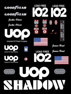 Calcomanías #102 UOP Shadow Can Am James Hunt o Jackie Oliver escala 1/24 - 1/25 - Imagen 1 de 3