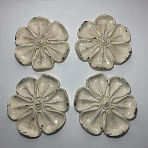 Antique Rosette Flower Medallion FOUR 7 inch Cast Metal Architectural Salvage - Picture 1 of 10