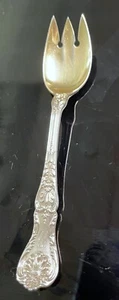 Tenedor de helado Gorham King George plata esterlina mono B oro lavado 4 3/4" B - Imagen 1 de 13