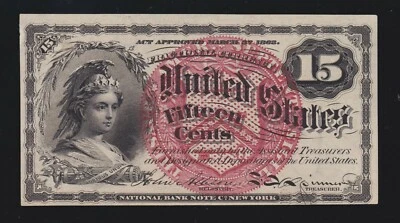 US 15c Fractional Currency Note 4th Issue FR 1267  Ch CU (027) - Image 1 of 2