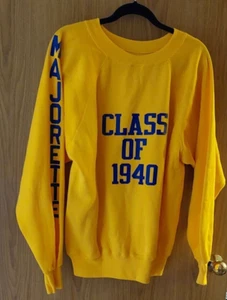 Vintage Class of 1940 Majorette Philo Alumni Band Yellow Sweatshirt Large - Picture 1 of 6