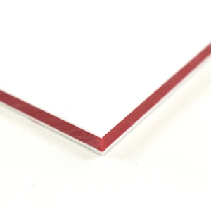 BuyPlastic ColorCore Plastic Sheet  1/2" x 24" x 24" White-Red-White - Picture 1 of 4