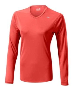 Mizuno Core J2GA4702T-96 Running T-Shirt Womens Red DryLite Long Sleeve Pullover - Picture 1 of 15