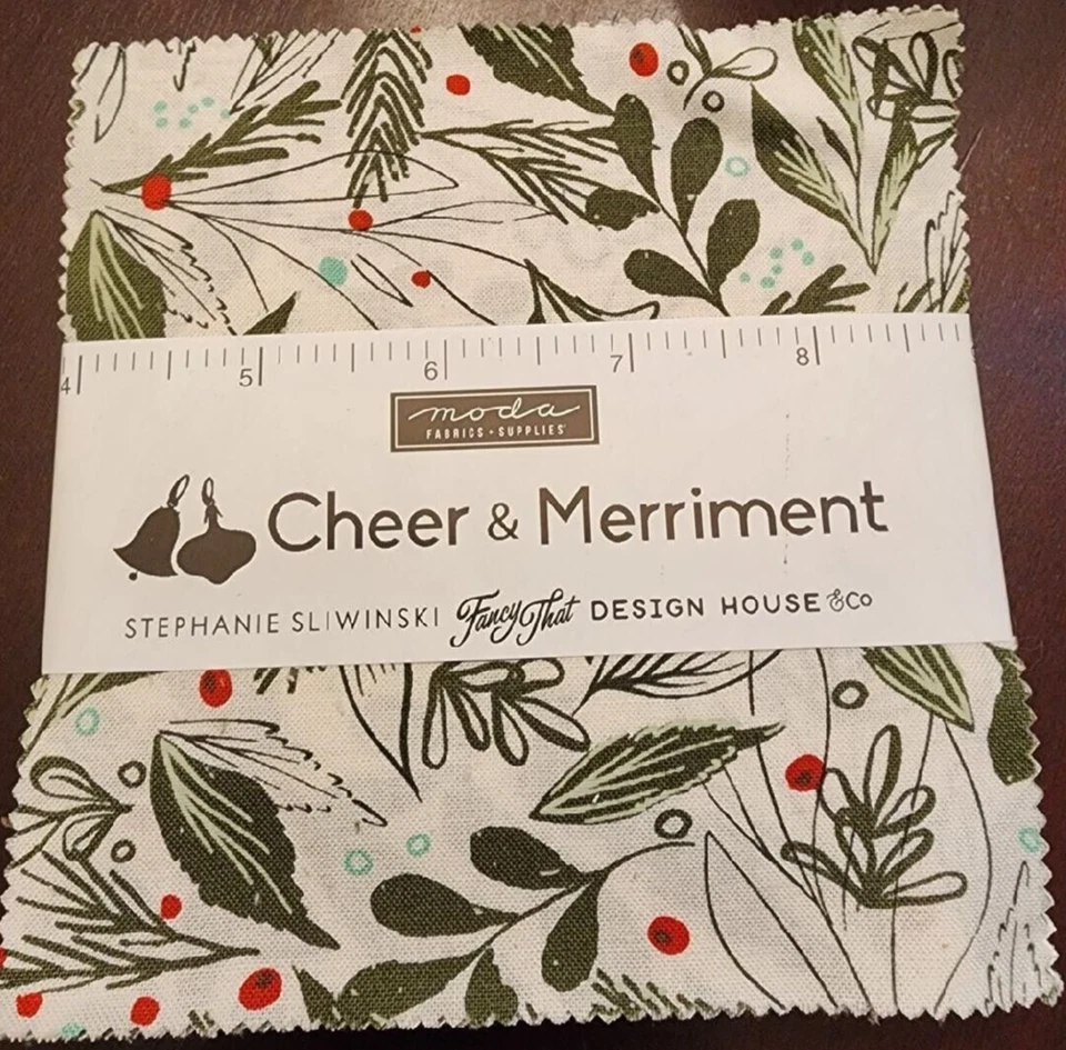 Cheer & Merriment Moda Charm Pack 42 100% Cotton 5" Precut Fabric Squares - Image 1 of 1