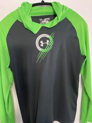 Boys Youth XL Under Armour Hoodie Black/Green - Image 1 of 4