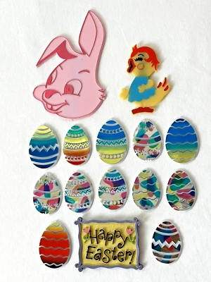 Lote Mixto de 15 Imanes de Refrigerador Tema Pascua De Colección Años 70 Conejito Pollito Huevo Cordero Foto 1 de 4