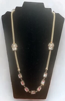 ANN TAYLOR LOFT SILVER RHINESTONE CRYSTAL NECKLACE - Image 1 of 4