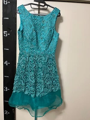 Vintage TS Couture Party Dress Teal Unsized Lace and beads Midi - Image 1 of 4