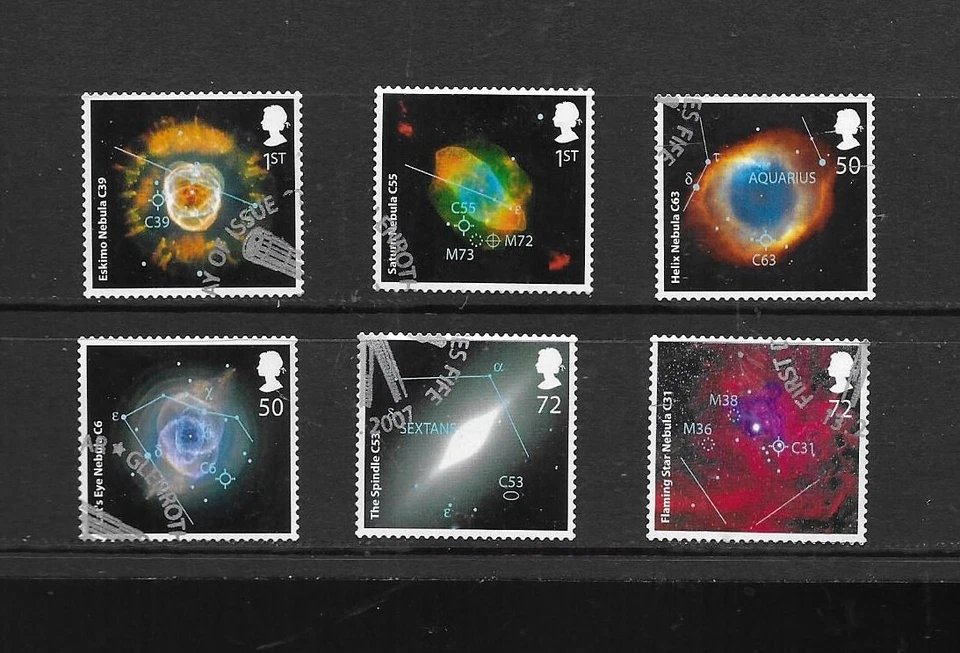 GB 2007 used set, Sky at Night SG 2709-14, combined post (GA77) - Image 1 of 1