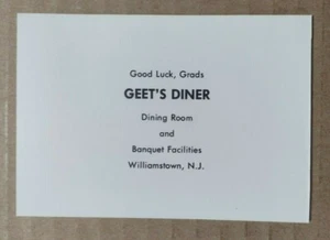 1963 Geet's Diner Advertisement Williamstown, New Jersey - Picture 1 of 1