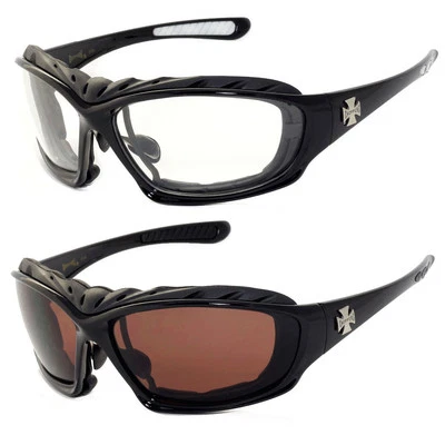 2 Pairs Motorcycle Removable Padded Foam Driving Riding Sunglasses - C49 A&C - Image 1 of 4