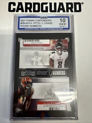 2021 Panini Contenders - Round Numbers #RN-KPI Ja'Marr Chase, Kyle Pitts (RC) - Image 1 of 4