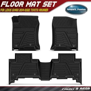 3x Front & Rear Black Floor Mats Liner for Toyota 4Runner 2013-2023 Lexus GX460 - Picture 1 of 10
