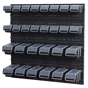 Wandregal 772 x 780 mm Lagersystem 28 Stapelboxen mit Deckel Schwarz  - Bild 1 von 4