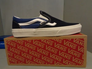 Men's Vans Classic Slip-On Side Stripe Navy Skate Shoes NIB! Sizes! VN0A5JMHBL7 - Picture 1 of 6