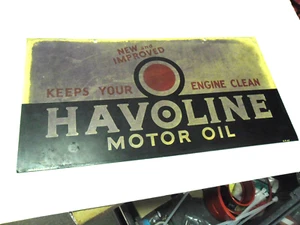 VINTAGE 1947 HAVOLINE MOTOR OIL TIN SIGN 21.5 X 11 SOUTH CAROLINA FIND - Picture 1 of 9