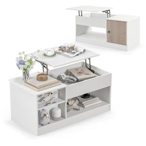 Lift-Top Coffee Table Modern Cocktail Table w/ Lift Tabletop for Home Office - Picture 1 of 10