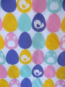 Easter Ovals Eggs Bunny Pink Yellow Purple Cotton Fabric 7/8 Yard (31 Inches) - Picture 1 of 3