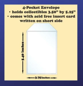 Best Hobby Pages 4-Pocket Polypropylene Archival Envelope Short Cards Pack of 25 - Picture 1 of 2