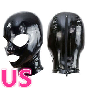 US Men Women's Mask with 3 Hole Head Mask with Open Eyes Mouth Zipper Party Club