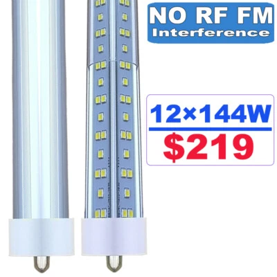 8FT Led Tube Light Bulbs 72W 144W T8 FA8 Single Pin Led Shop Lights 6500K NO RF  - Image 1 of 4