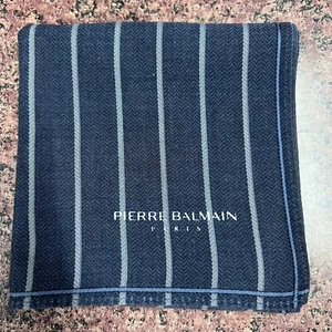 MAN HANDKERCHIEF COTTON ART POCKET SQUARE 18" CLASSIC DARK BLUE VINTAGE STRIPED - Picture 1 of 3