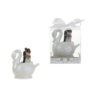Mega Favors - Ethnic Keepsake Wedding Couple Standing in Swan Poly Resin, 12PCS - Picture 1 of 3