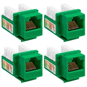 4x Cat5e RJ45 110 Punch Down Keystone Jack Network Ethernet LAN Wall Plate Green - Picture 1 of 6