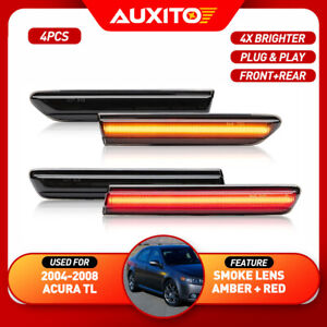 LED Smoke Fender Side Marker Bumper Signal Lights Amber Red For 2004-08 Acura TL