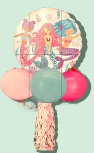 Mermaid Foil & Latex Balloons Yard Sign, 62in New Birthday No Helium Required - Picture 1 of 19