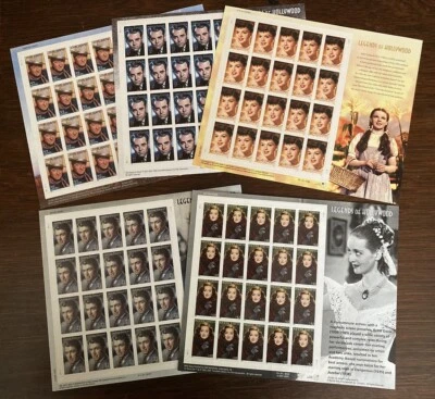 Legends of Hollywood Stamps 5 Full MNH Sheets #10 - #14 - Wayne/Garland/Fonda + - Image 1 of 4