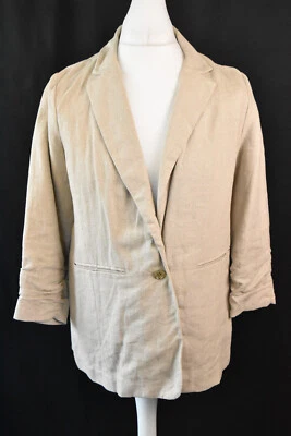 MICHAEL KORS Women`s Beige Jacket 100% Linen Coat Long Sleeve size 12 - Image 1 of 4