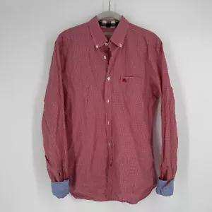 Burberry Brit shirt mens medium M red gingham button up designer career office - Picture 1 of 8